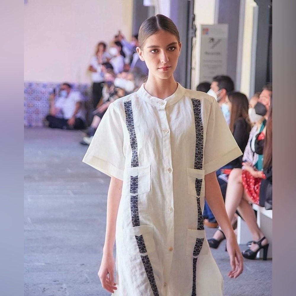 Denisse Kuri Mexican Designer Guayabera Dress Chalchihuital Artisanal Size 1